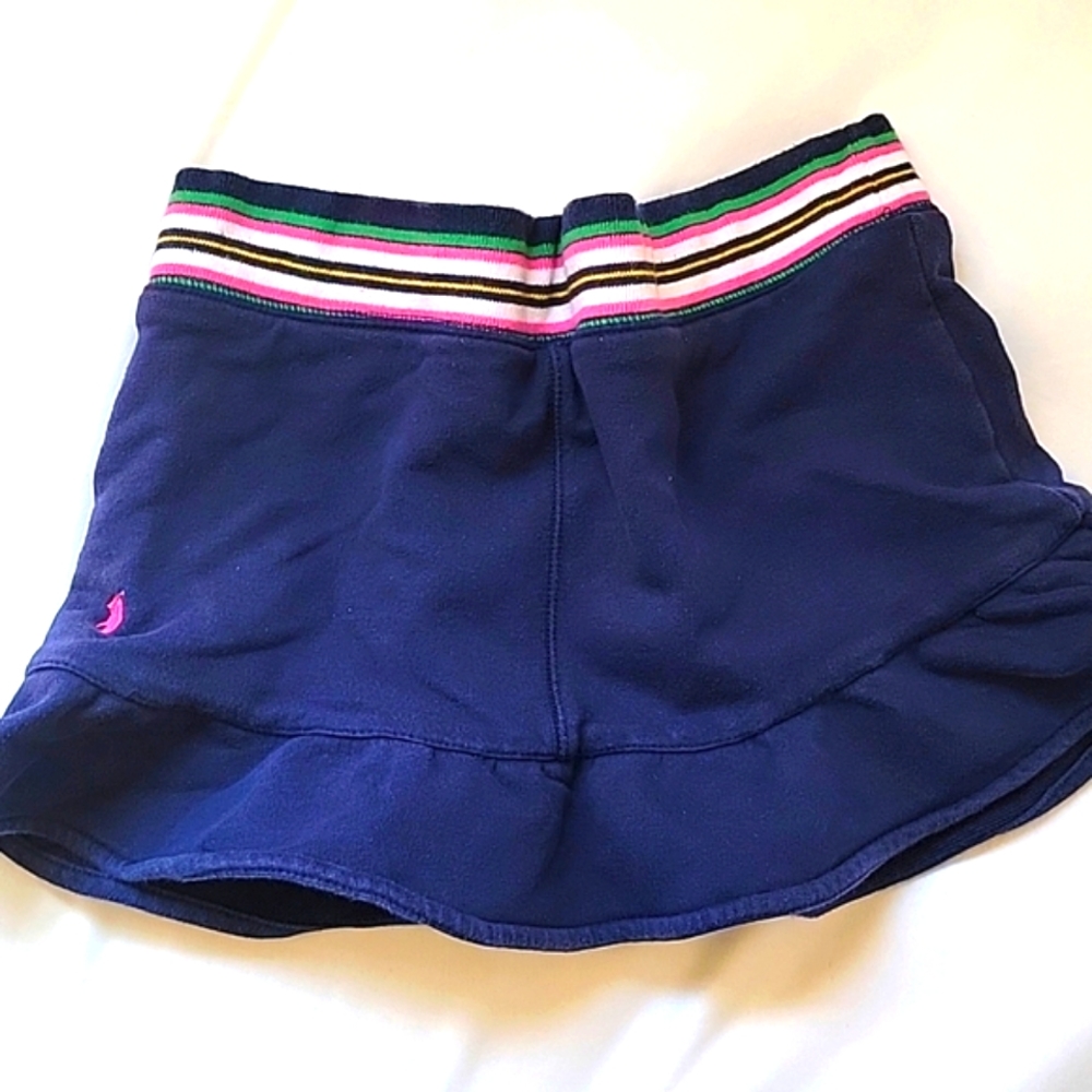 Ralph Lauren Tennis Skirt Shorts Skort Ruffle Trim Striped Wide Band Waist